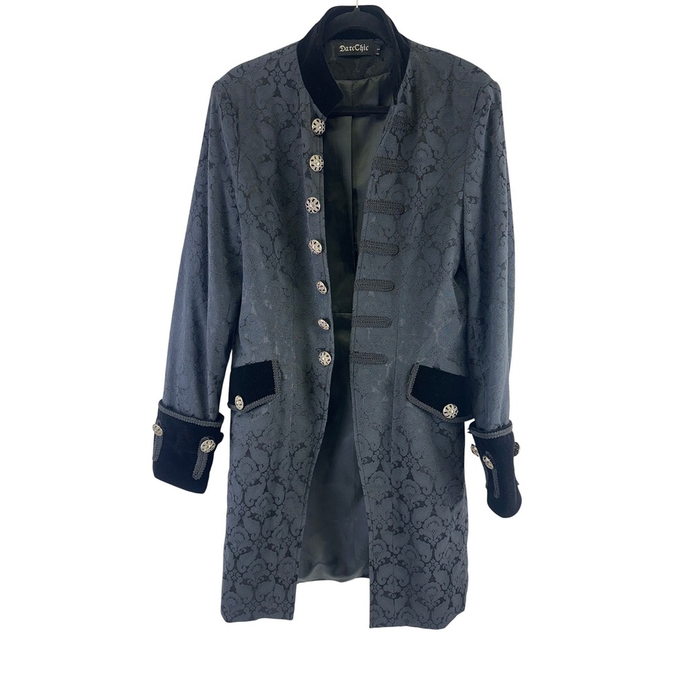 DarcChic Jacket Black Gothic Victorian Damask Steampunk Frock Coat Mens Large